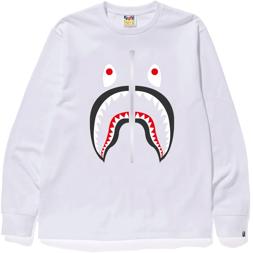 Bape SHARK L/S TEE MENS White