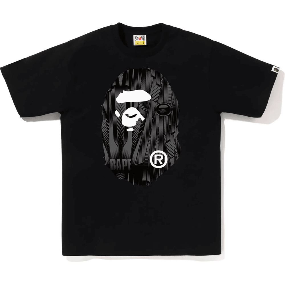 Bape Speed Racer Majica Z Veliko Opičjo Glavo, Moška, črna X črna