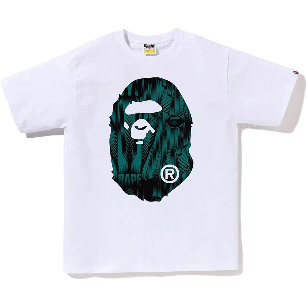 Pánske Tričko BAPE Speed Racer S Veľkou Hlavou Opice, Biele S Modrou