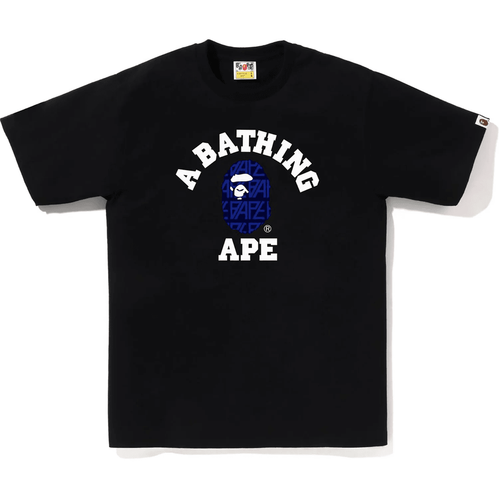 Pánske Tričko Bape Logo Monogram College, čierne X Námornícka Modrá