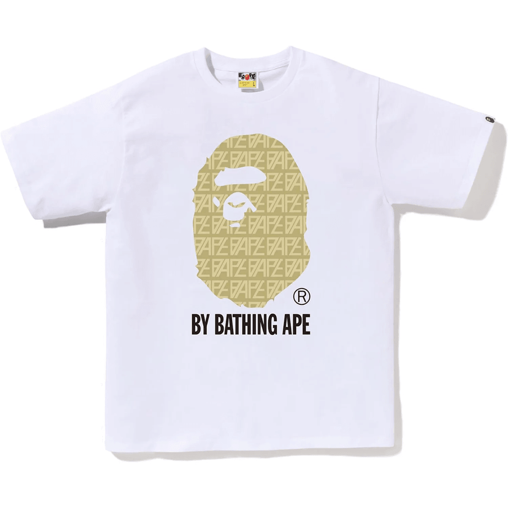 Bape Logo Monogram Majica By Bathing Ape Za Moške, Bela X Bež