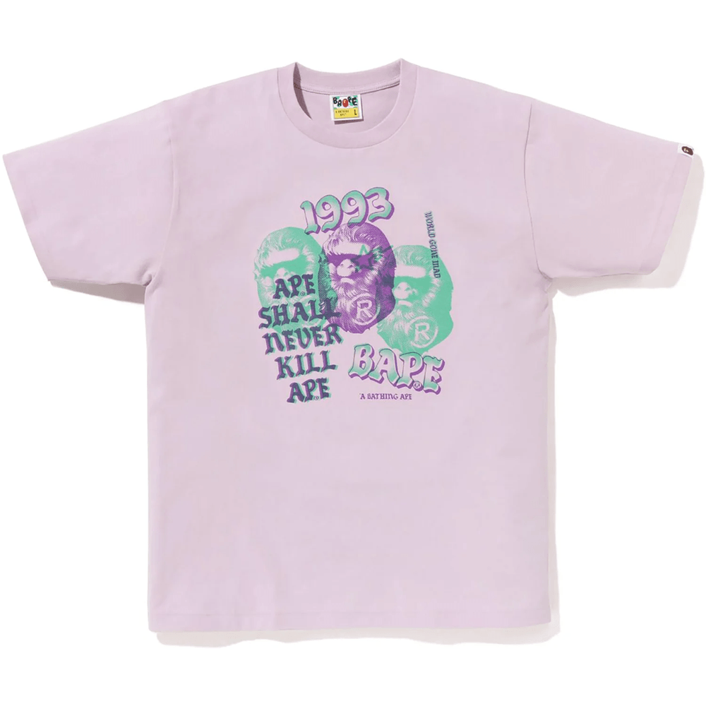 Bape Pigment Three Ape Head Tee Męska Fioletowa