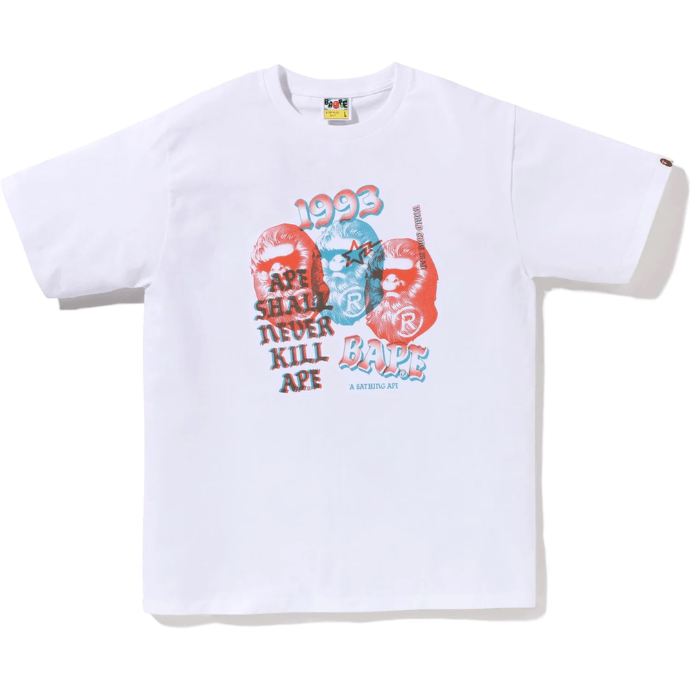 Bape Pigment Three Ape Head Tee Męska Biała