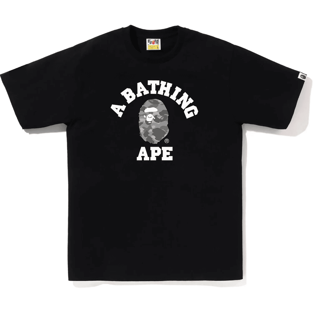 Bape Majica S Kratkimi Rokavi Za Moške, črno-siva, Z Motivom Satja In Kamuflažnim Vzorcem