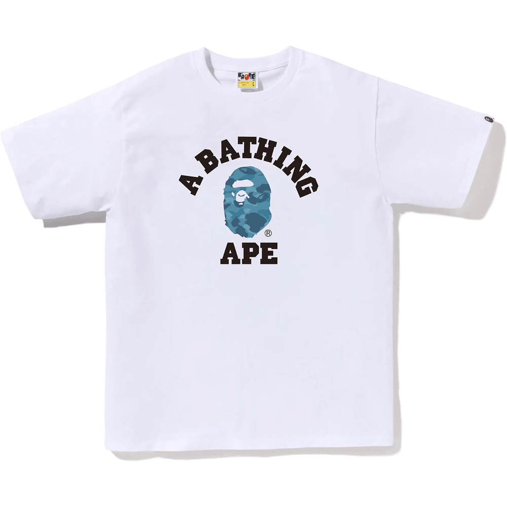 Camiseta Masculina BAPE Honeycomb Camo College Branca X Azul