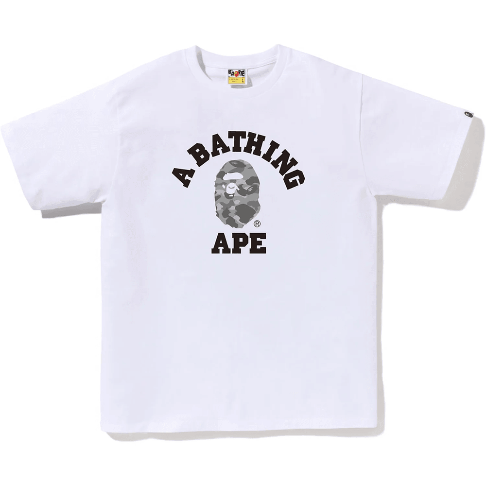 Męska Koszulka Bape Honeycomb Camo College Tee Biała Z Szarym
