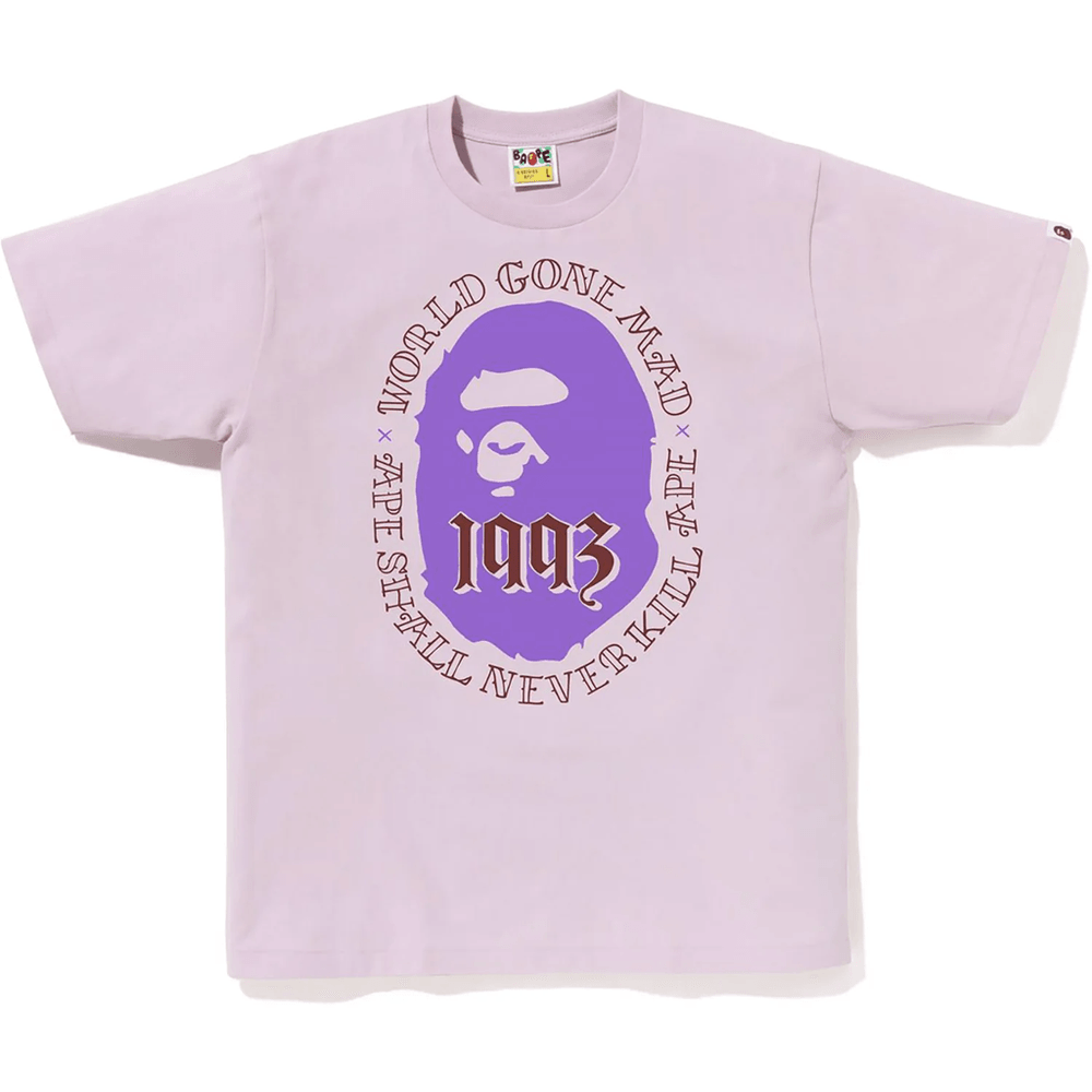 Bape Moška Bombažna Majica Z Opičjo Glavo 1993 Vijolična