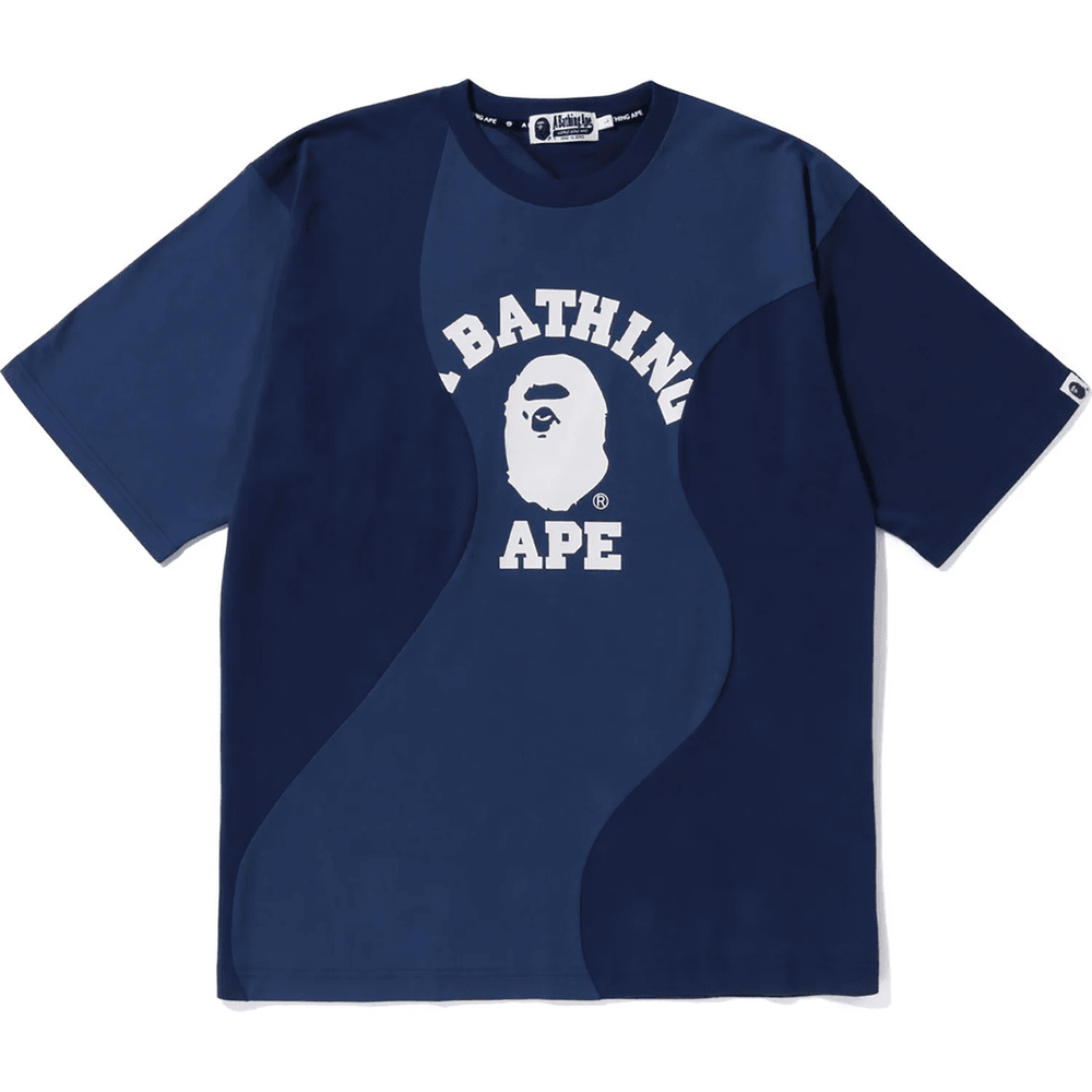 Bape Cutting College Relaxed Fit T-shirt Heren Marineblauw