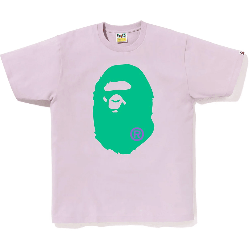 Bape Moška Majica Barvna Z Veliko Opičjo Glavo Vijolična