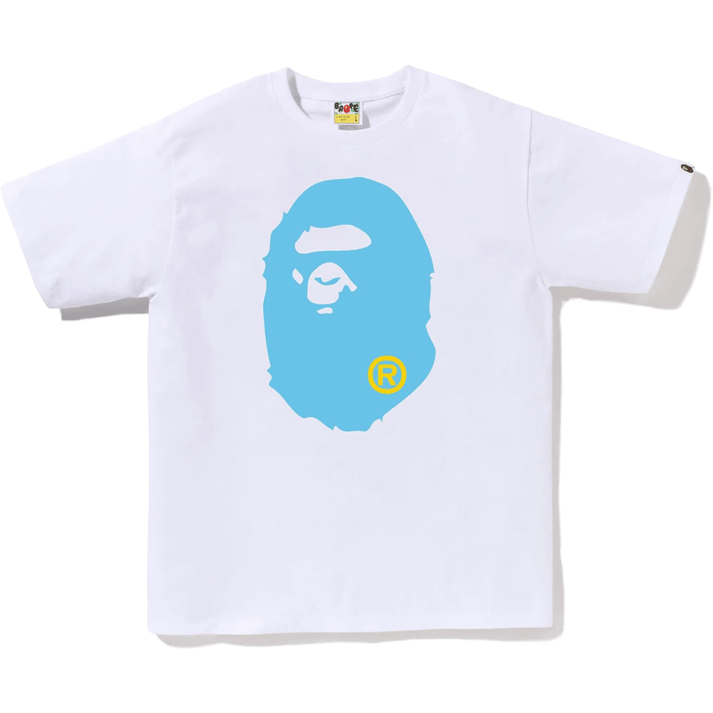 Bape Moška Majica Z Velikim Logotipom Opičje Glave, Bela