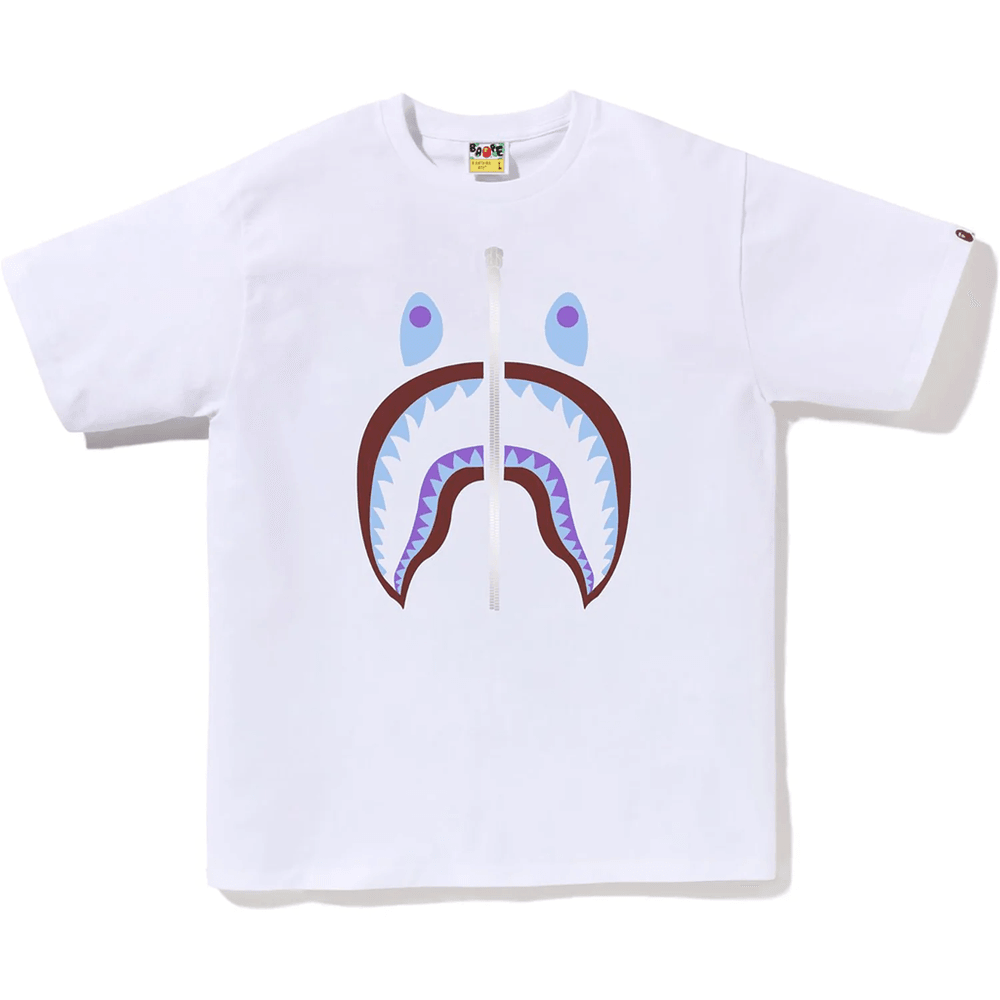 BAPE Męska Koszulka Z Głową Rekina W Kolorze Białym