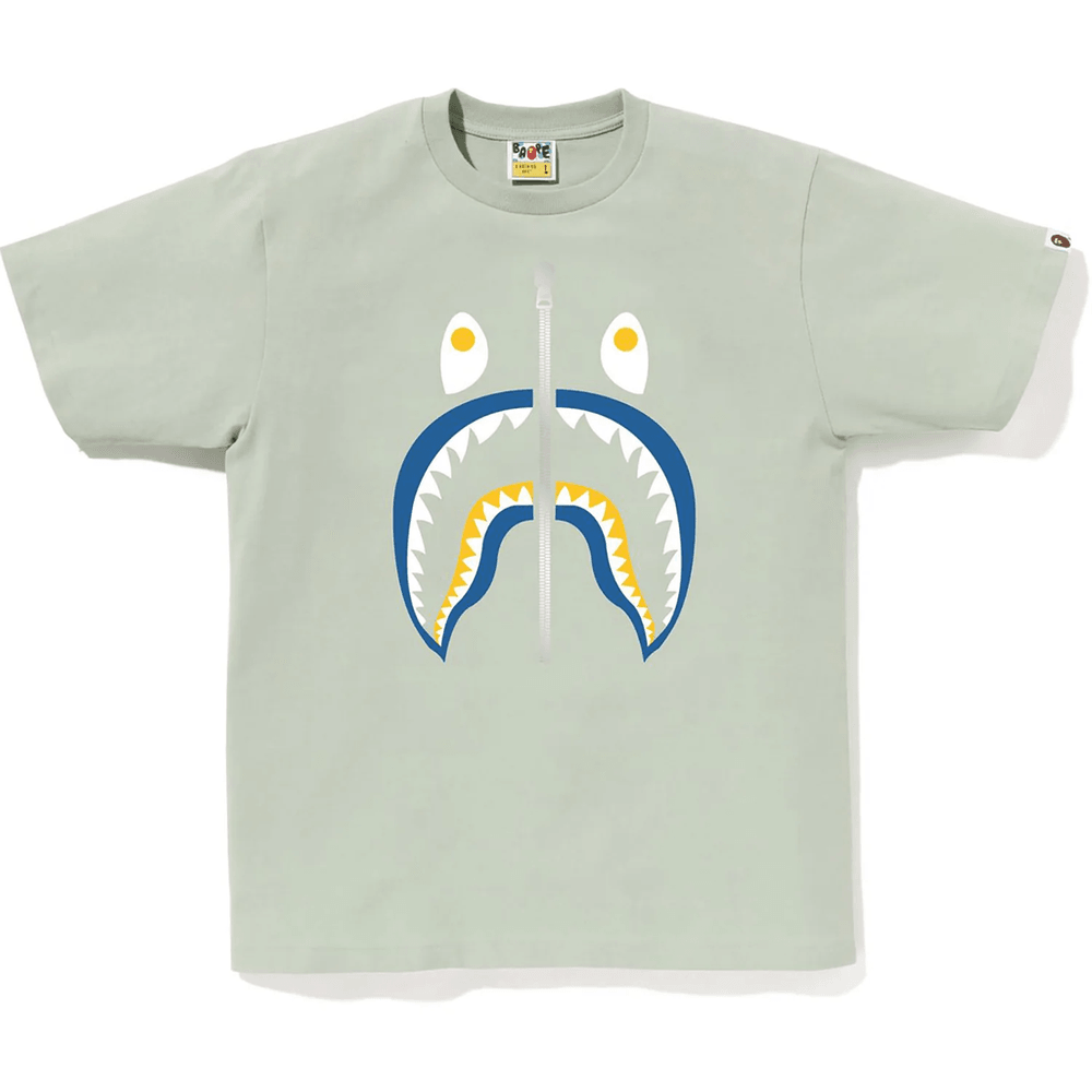 Bape Męska Koszulka Z Głową Rekina W Kolorze Zielonym
