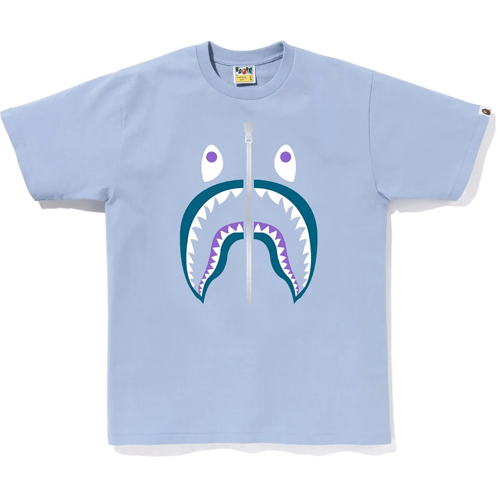 Bape Męska Koszulka Z Głową Rekina W Kolorze Sax