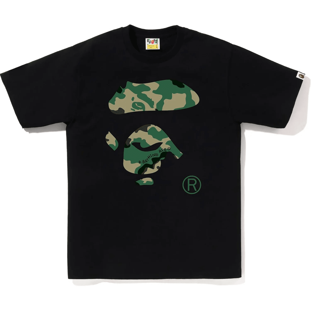 Pánske Tričko BAPE Woodland Camo Ape Face, čierne