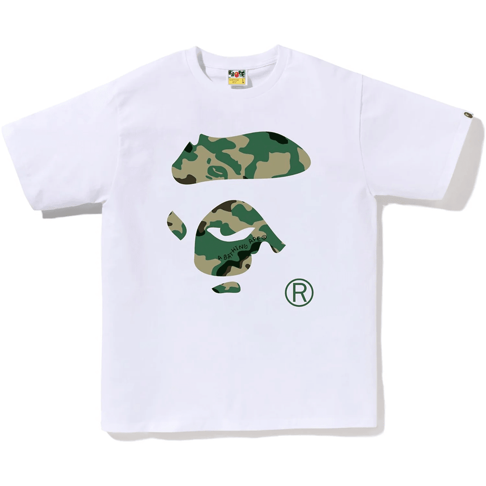 Bape WOODLAND CAMO APE FACE TEE MENS White
