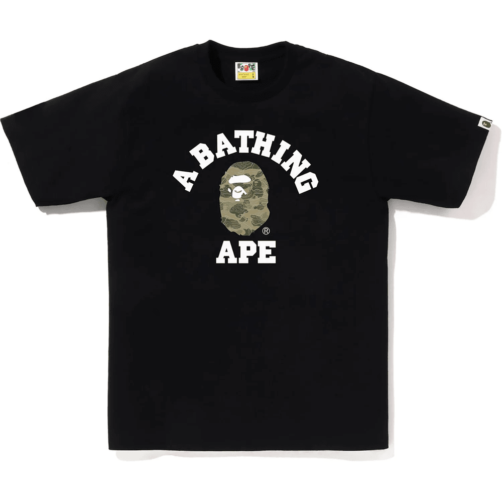 BAPE Lagdelt Line Camo College T-skjorte Herre Svart X Beige