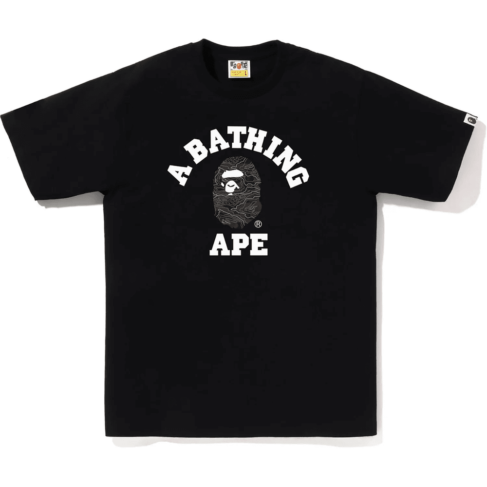 Bape Layered Line Camo College Tee Mens Black X Black