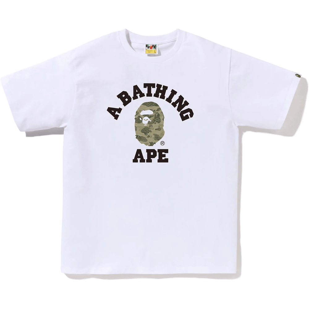 BAPE Layered Line Camo College Tee Herre Hvit X Beige