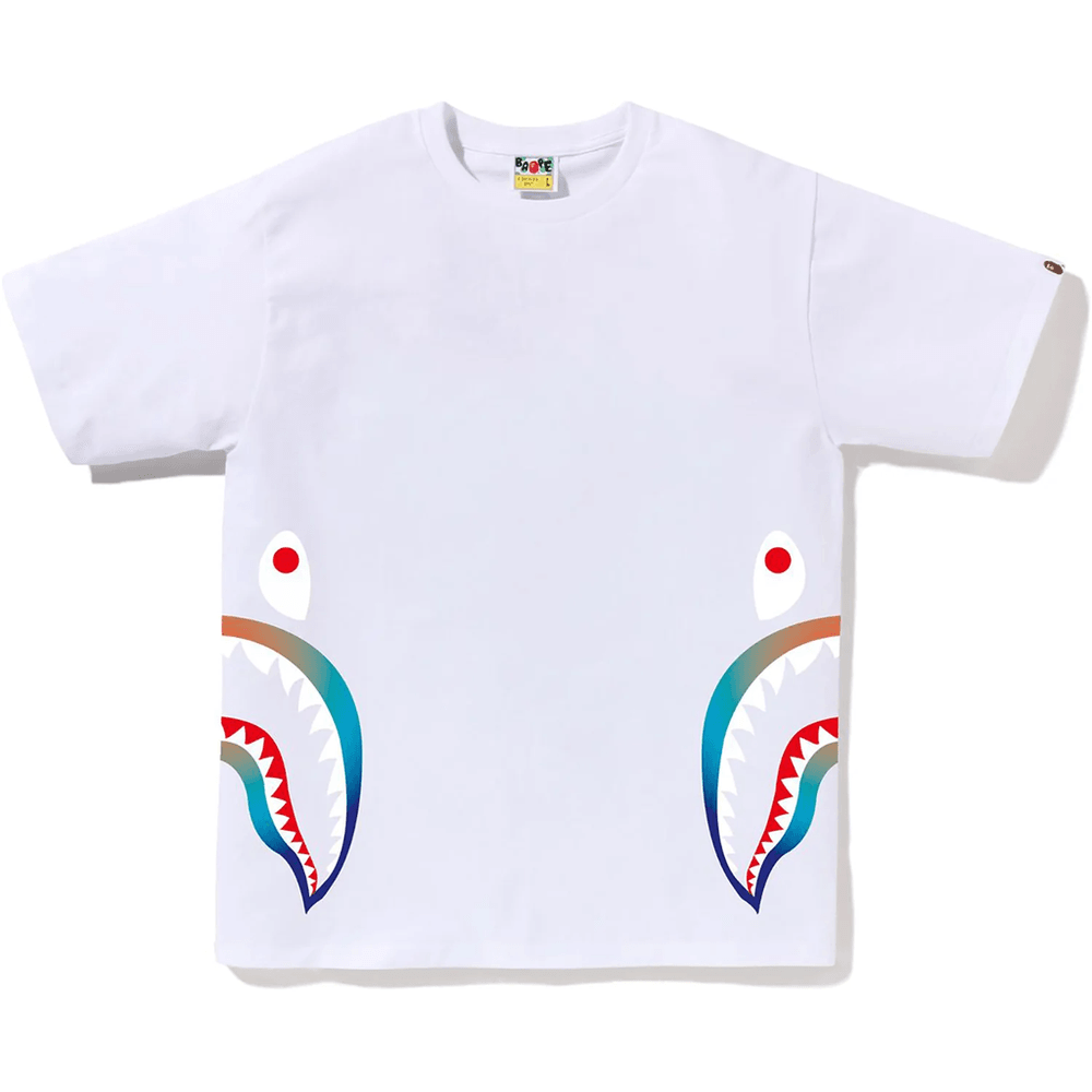 Koszulka Męska Bape Gradation Side Shark Tee, Biała