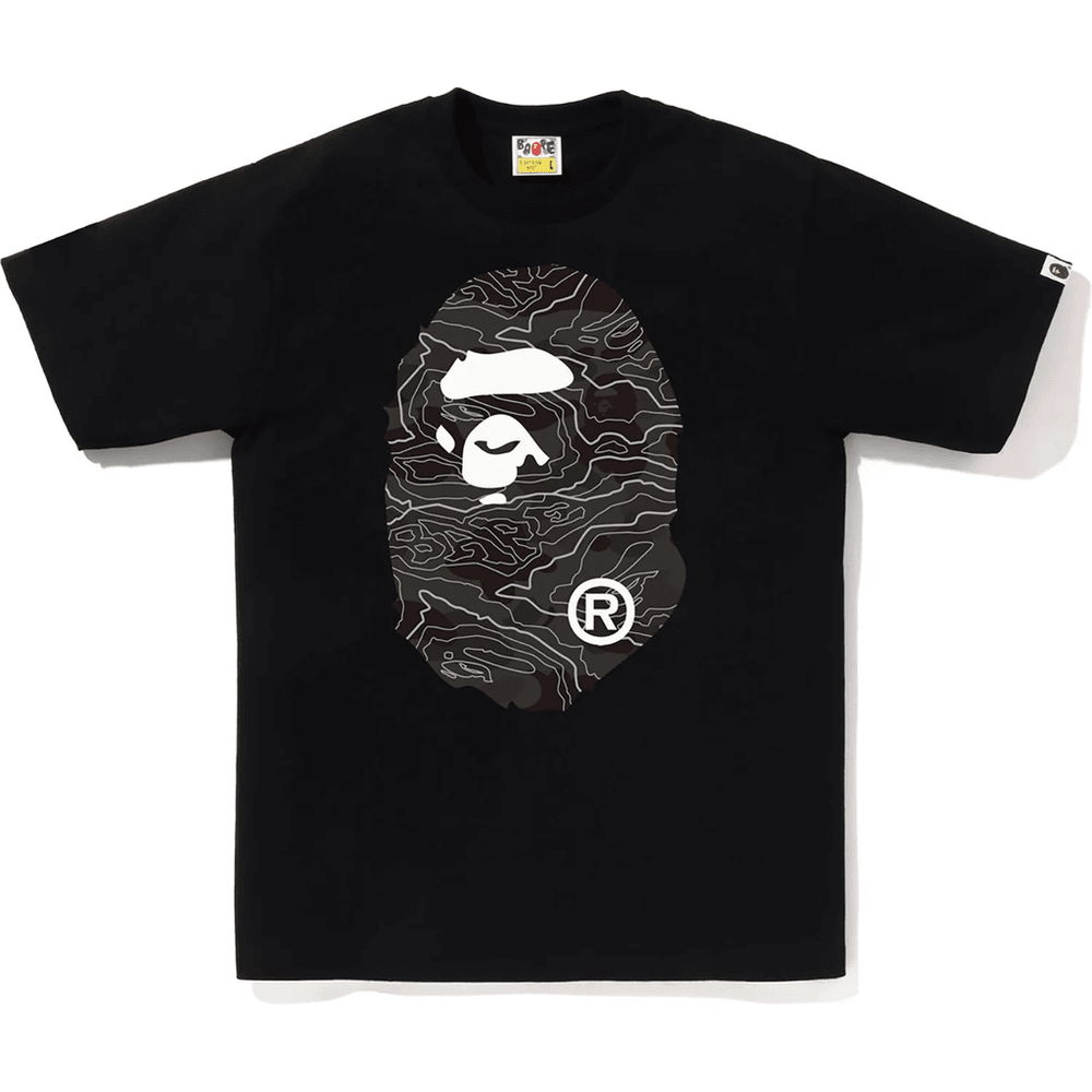 Bape Lagdelt Linje Camo Big Ape Head Tee Herre Svart X Svart