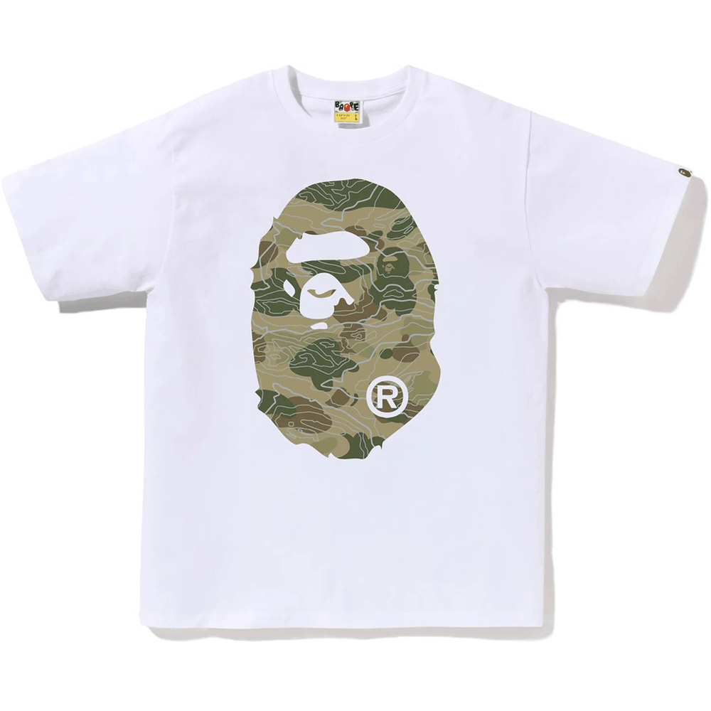 BAPE Lagdelt Linje Camo Big Ape Head Tee Herre Hvit X Beige