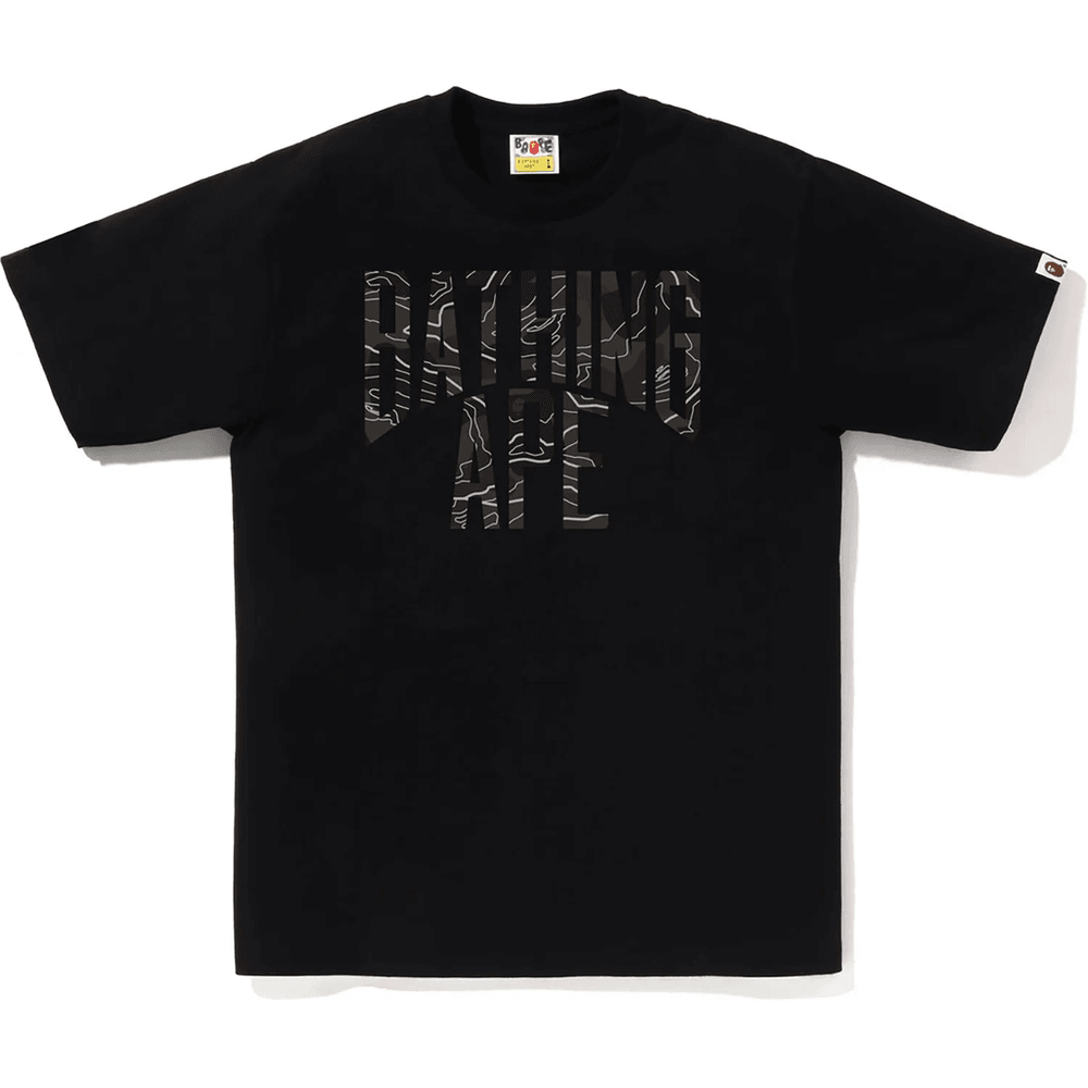 Bape Layered Line Camo Nyc Logo Tee Herre Svart X Svart