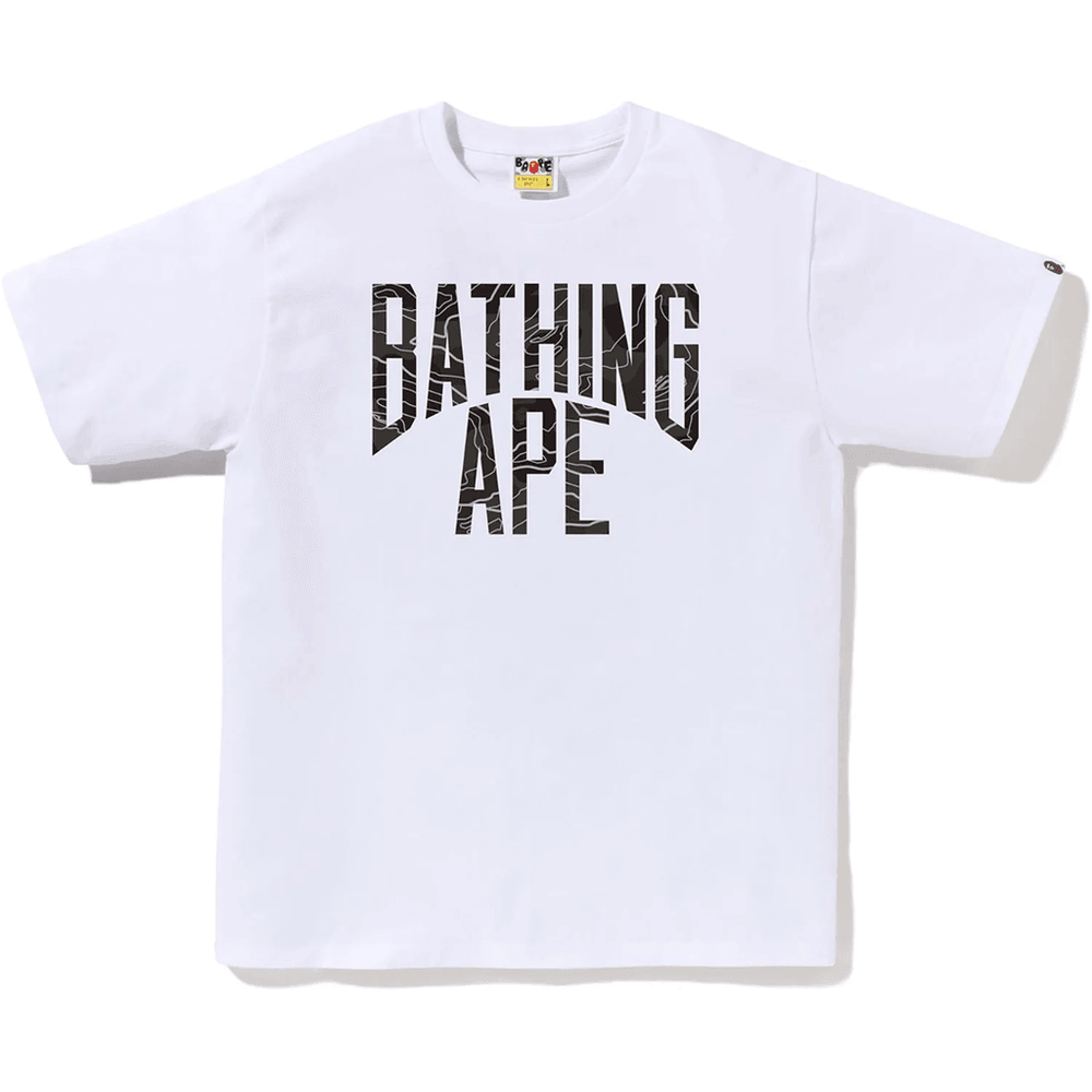 BAPE Layered Line Camo NYC Logo T-skjorte For Menn, Hvit X Svart