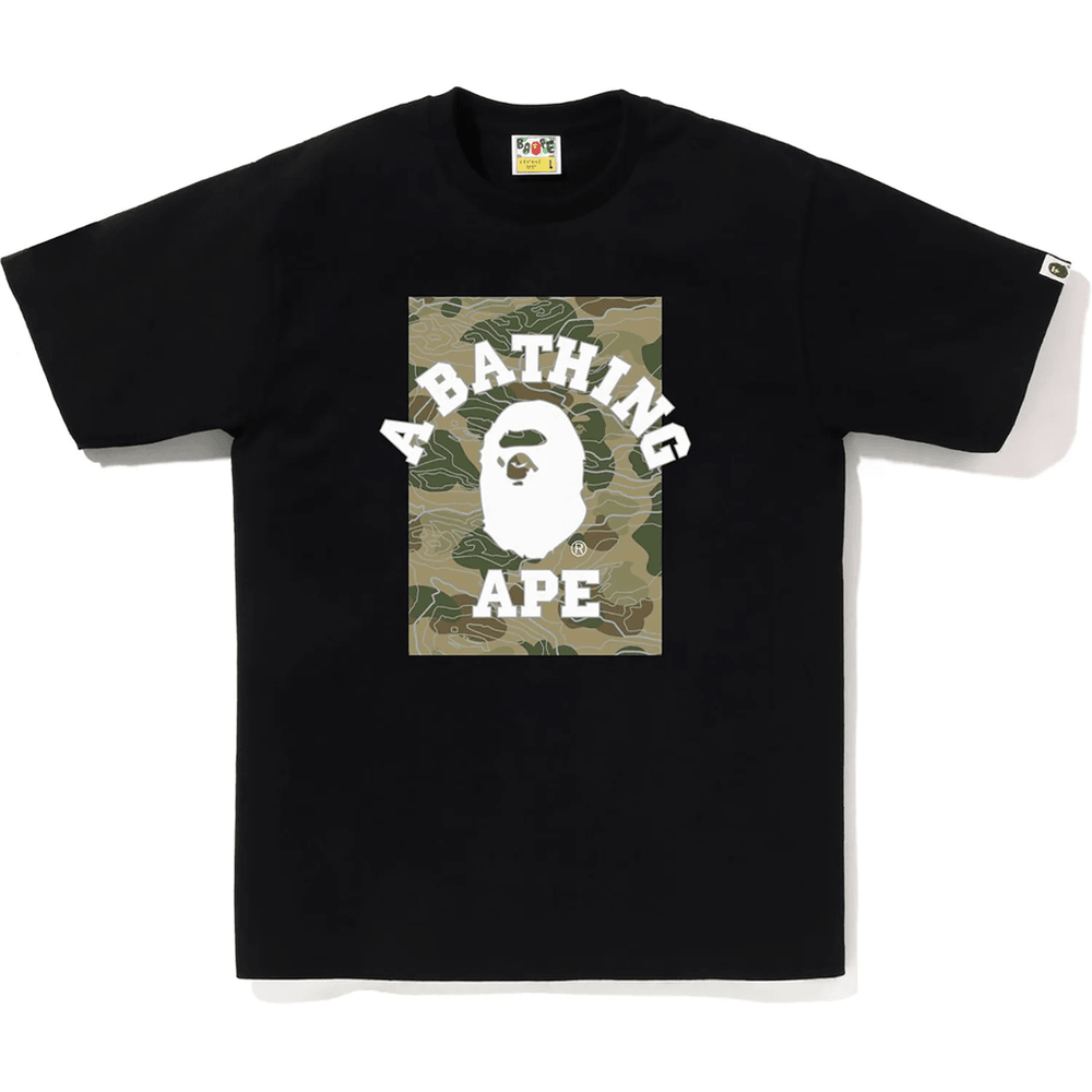 Bape Lagdelt Linje Camo På College Tee Herre Svart X Beige