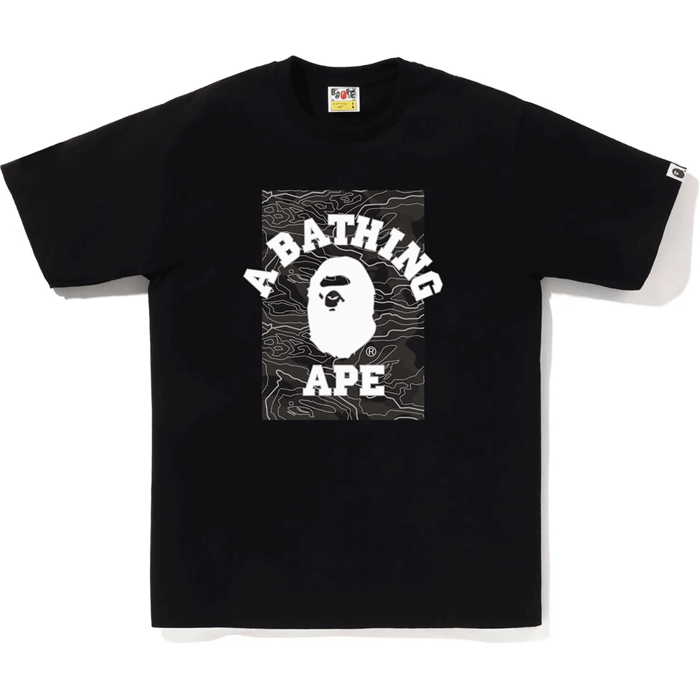 Bape Lagdelt Linje Camo På College Tee Herre Svart X Svart