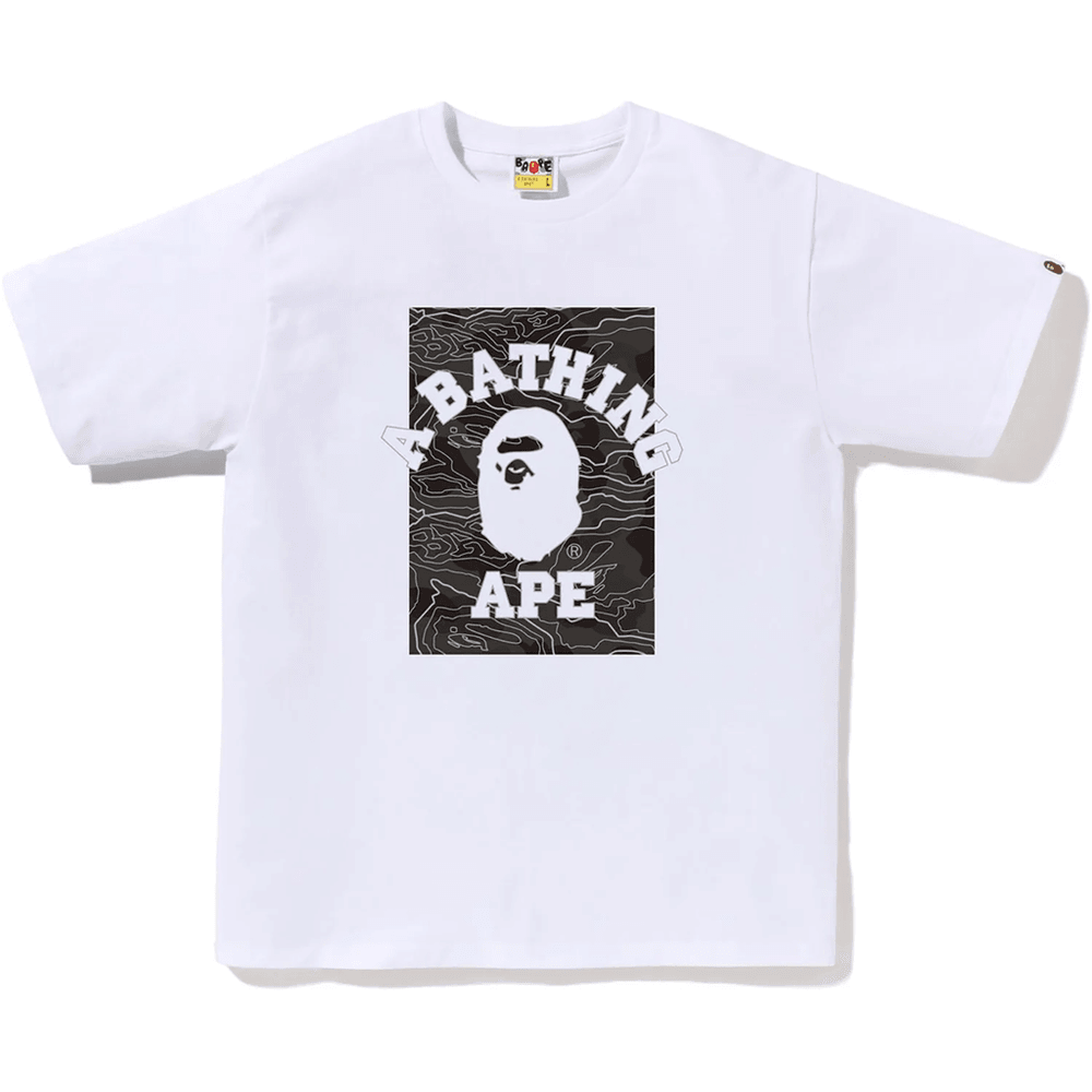 Bape Lagdelt Linjecamo På College Tee, Herre, Hvit X Svart