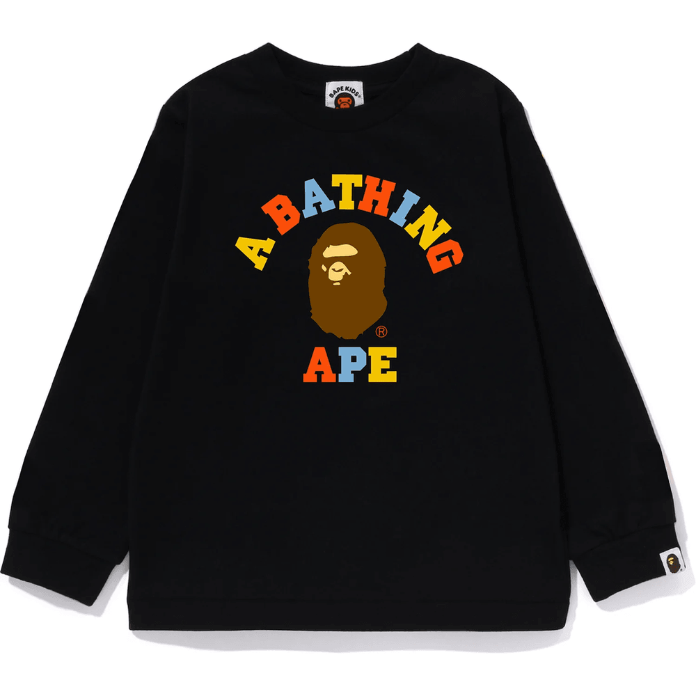 Bape Colors College Majica Z Dolgimi Rokavi Za Otroke, črna