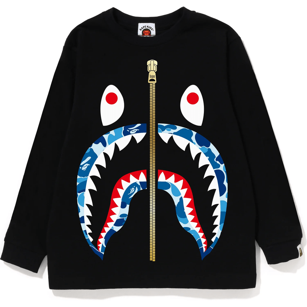 Bape Abc Camo Shark L/s Póló Gyerek Fekete X Kék
