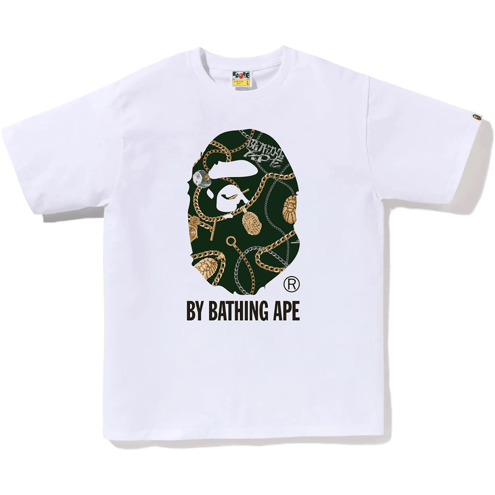 Bape Meeste Ehete Mustriga Bathing Ape T-särk, Valge