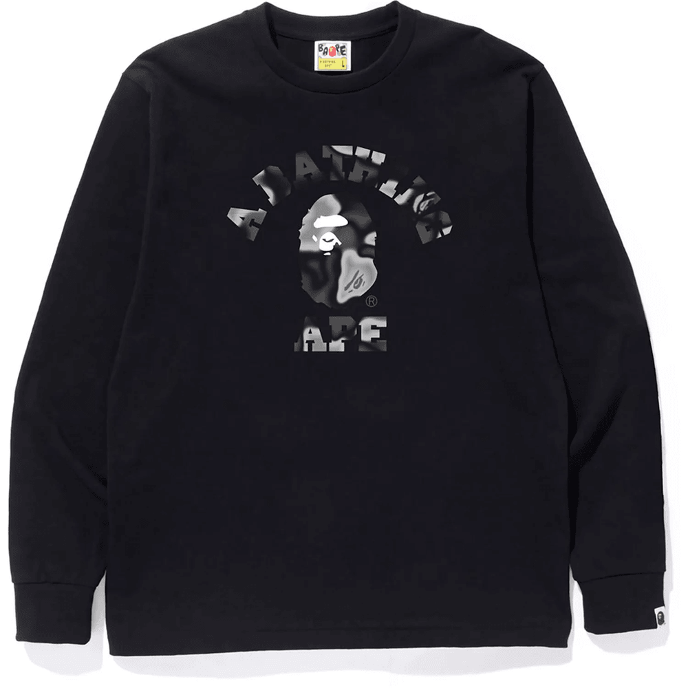BAPE Liquid Camo College L/S Tee Muška Crna Majica Dugih Rukava