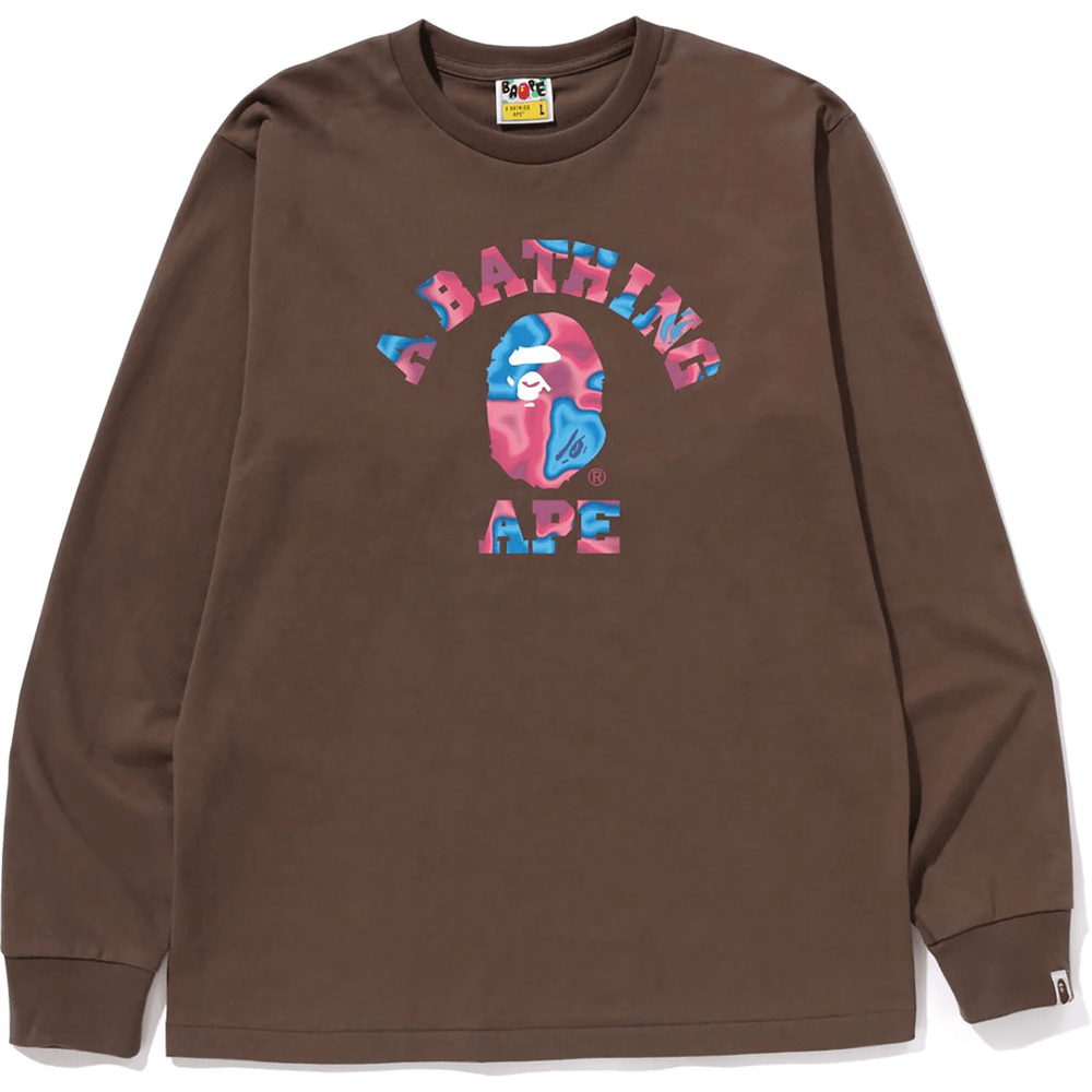 Bape Tečna Kamuflažna College Muška Majica Dugih Rukava, Braon