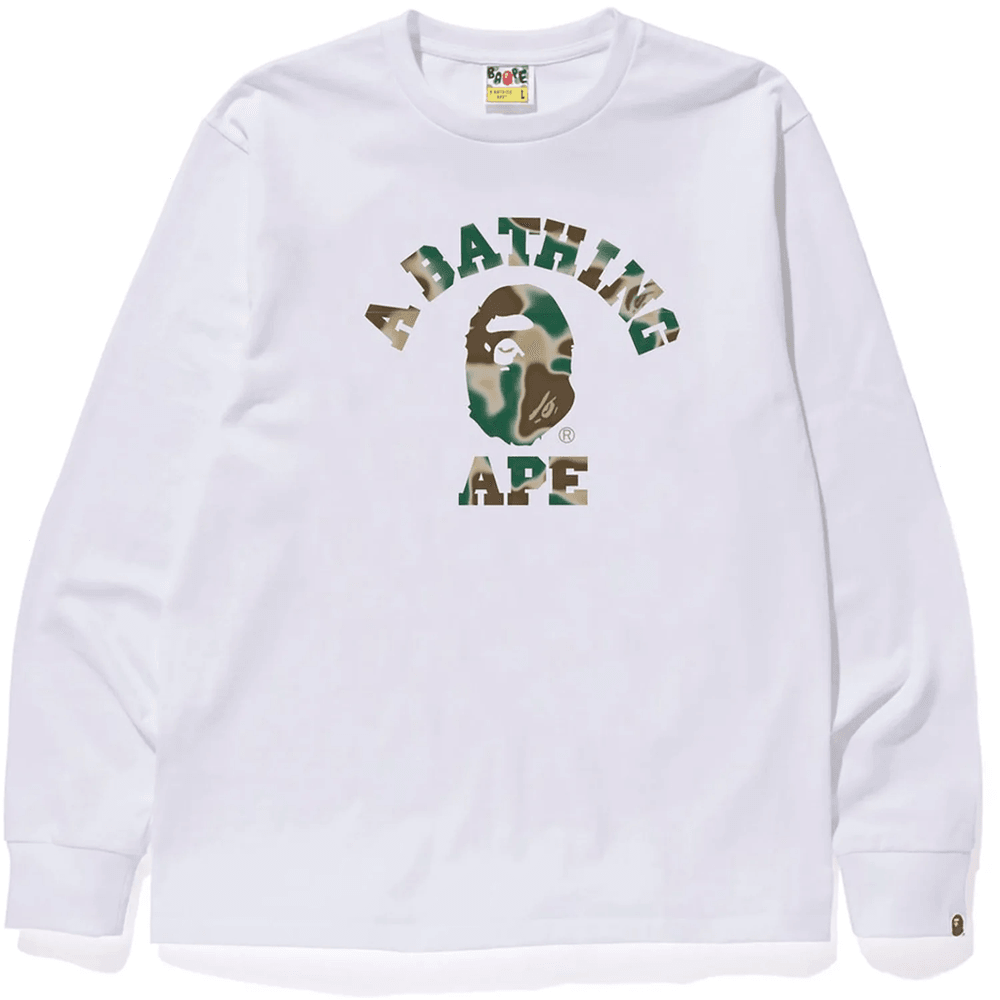 BAPE Liquid Camo College L/S Majica Dugih Rukava Muška Bela