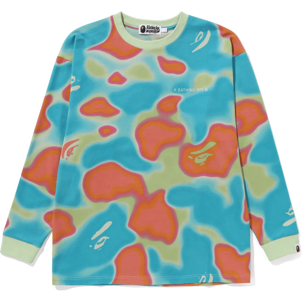 Bape Liquid Camo Hosszú Ujjú Póló, Bő Szabású, Női, Zöld