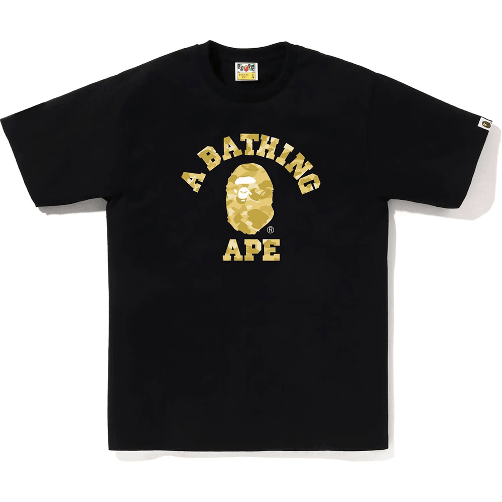 Bape Color Camo College Tee Herr Svart X Gul