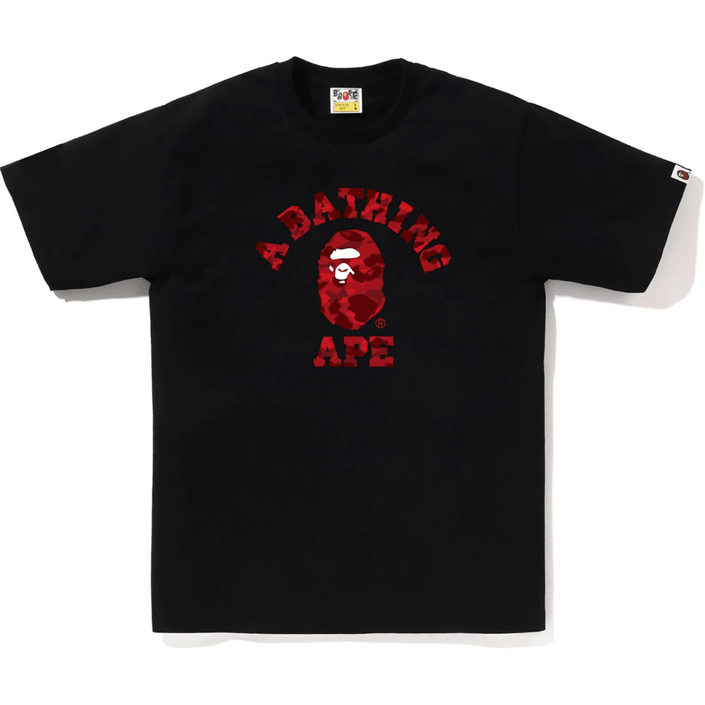 Bape Color Camo College Majica Moška črna X Rdeča
