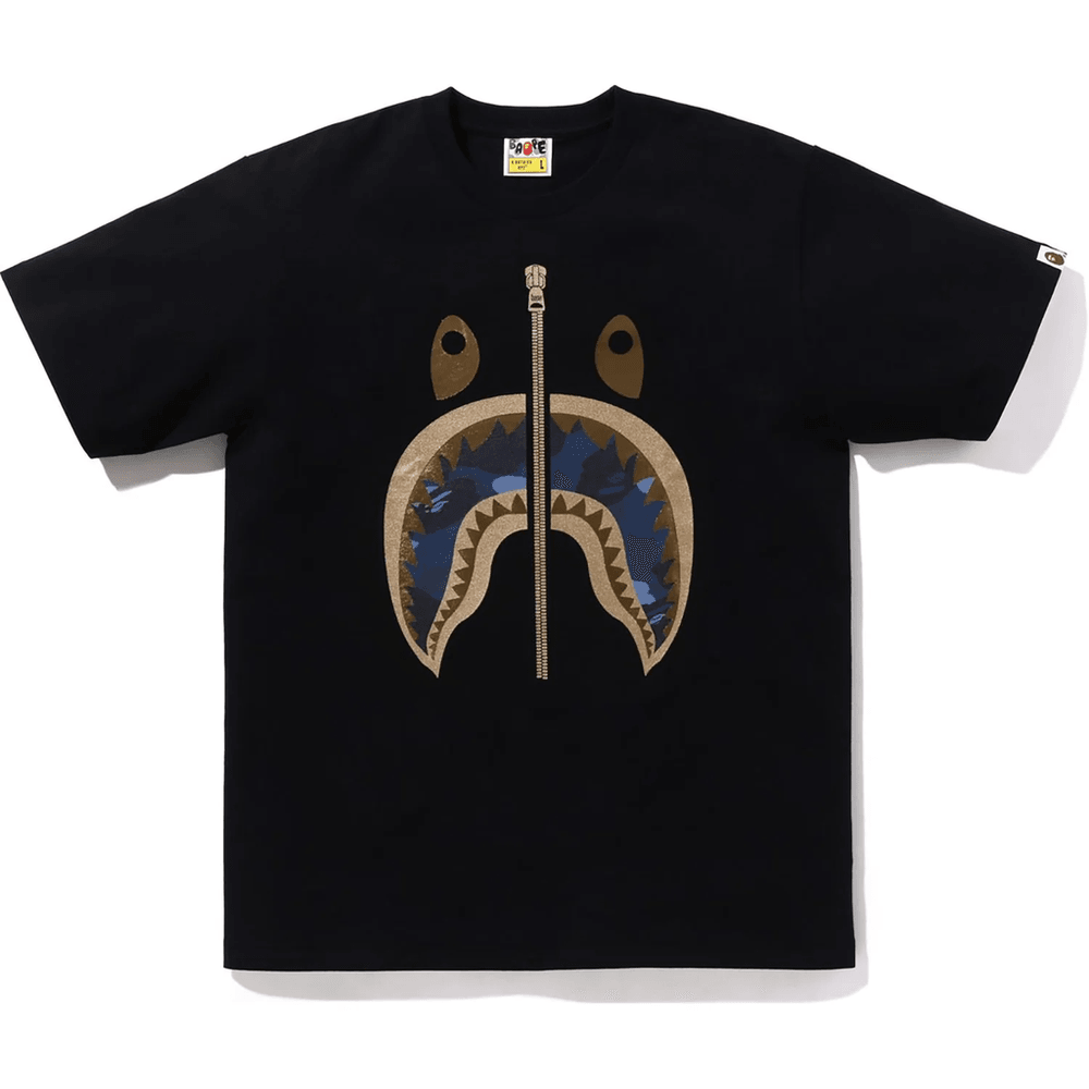 Bape Color Camo Shark Tee Herre Svart X Marineblå