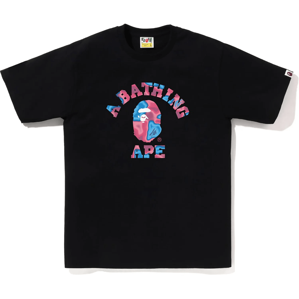 Bape Liquid Camo College Tee Herr Svart X Rosa