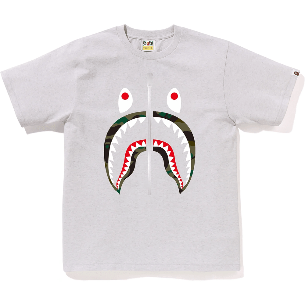 BAPE MENS 1ST CAMO SHARK T-SHIRT Gray X Green