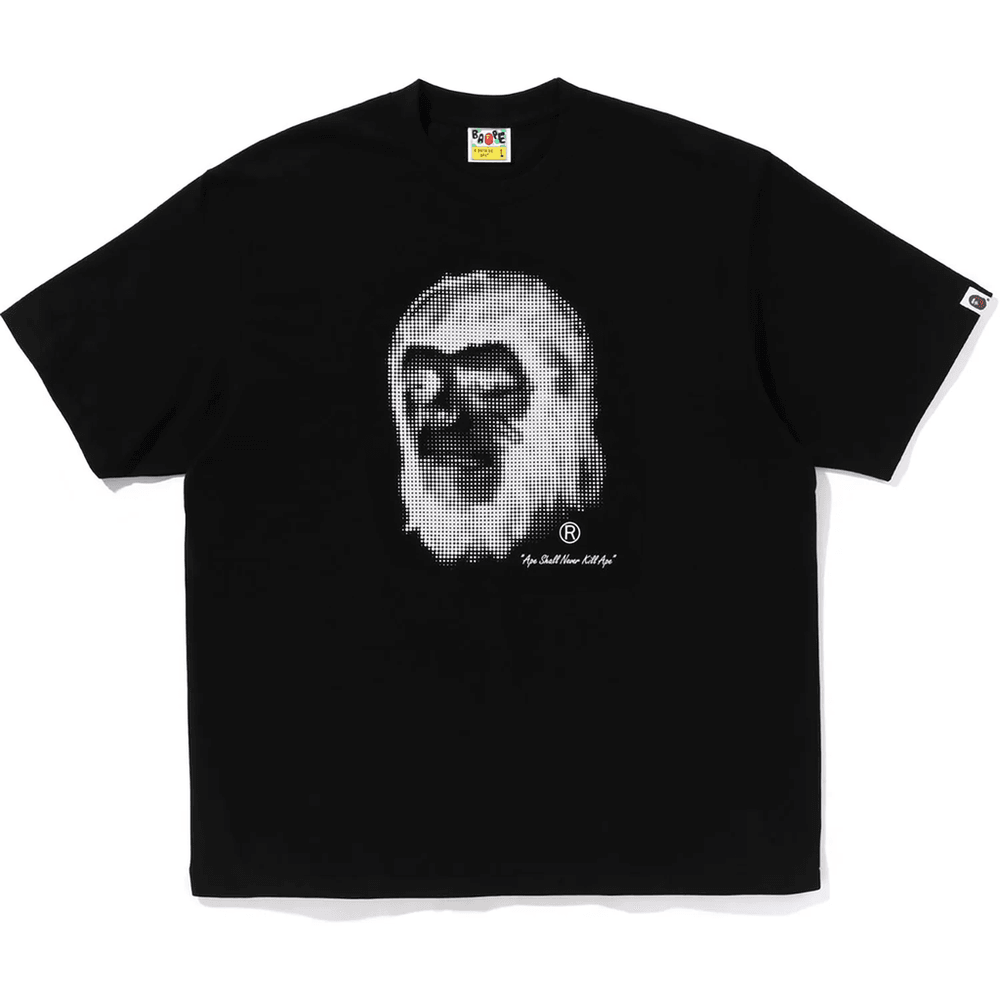 Bape Pixel Stripovska Opica Glava Sproščena Majica Moška črna