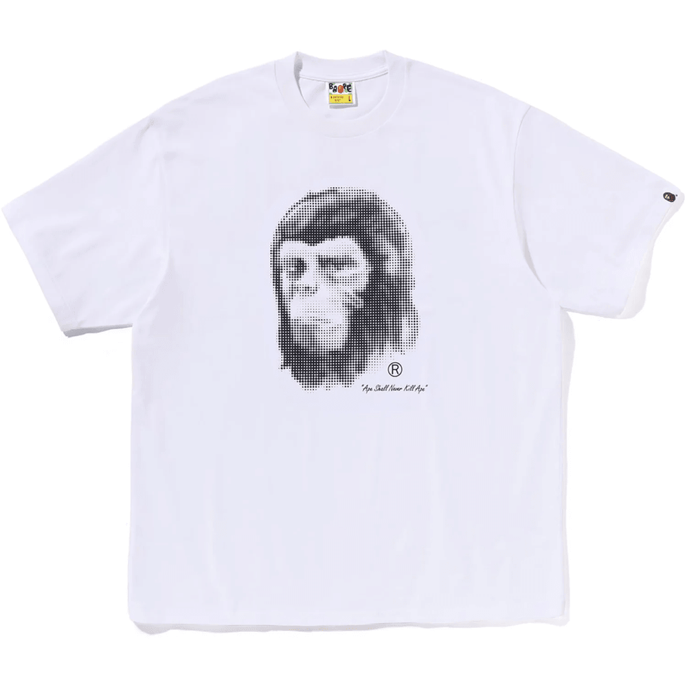 Bape Pixel Comic Ape Head Relaxed Fit Tee Moška Bela Majica