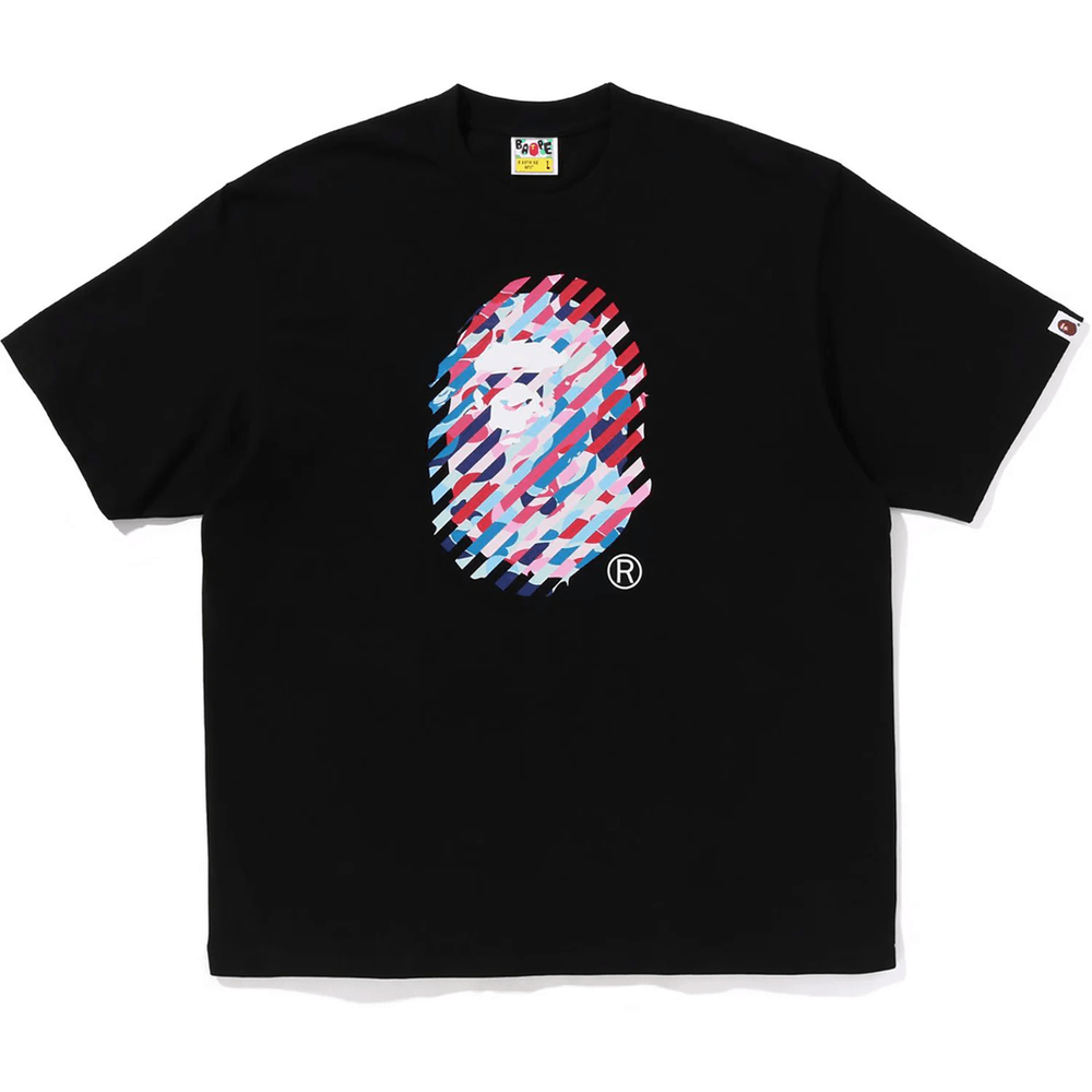 Bape Abc Camo Illusion Ape Head Relaxed Fit Majica Moška črna