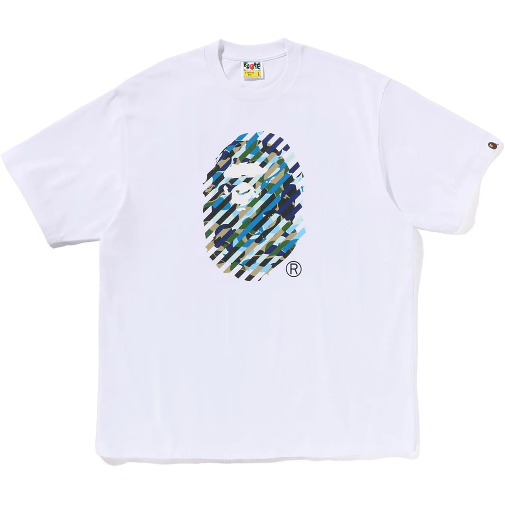 Bape Abc Camo Illusion Ape Head Relaxed Fit Majica Moška Bela