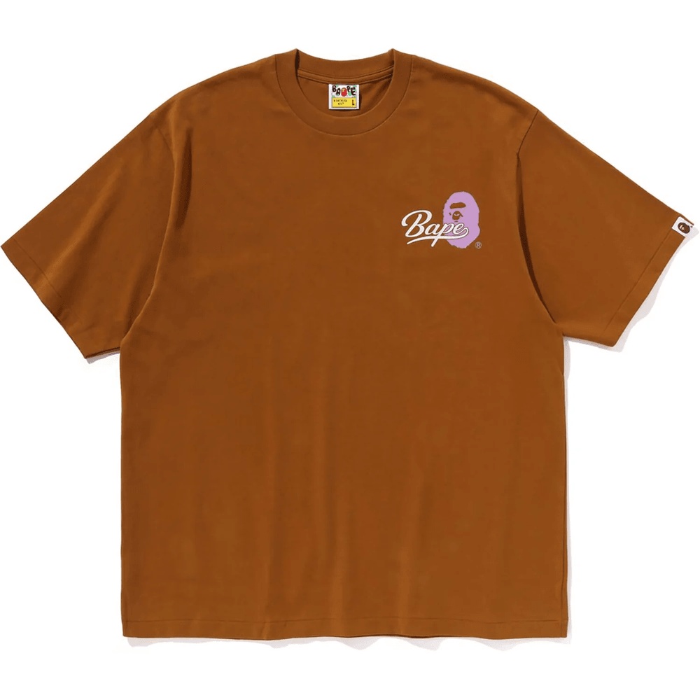 Bape Cursive College Logo Relaxed Fit Tee Herre Brun