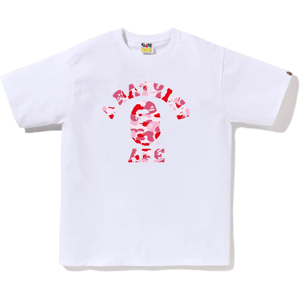Bape Abc Camo College Tee Herre Hvit X Rosa
