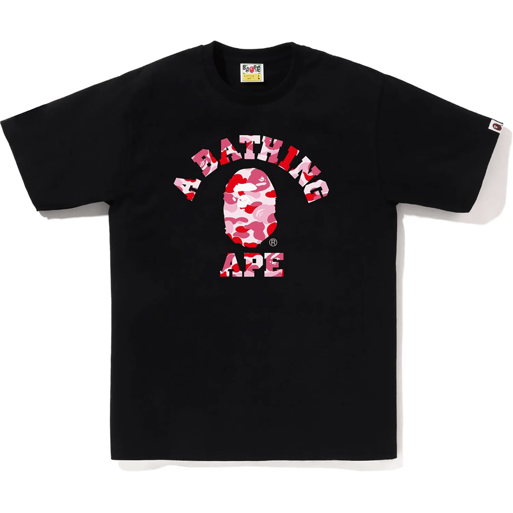 Bape Abc Camo College Tee, Svart Og Rosa, For Menn