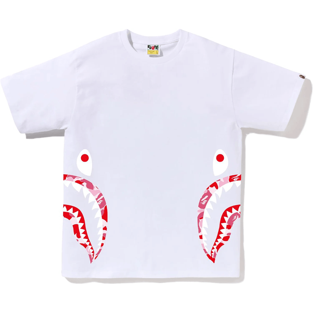 BAPE ABC Kamuflažna Majica Sa Ajkulom Sa Strane, Muška, Bela X Roze